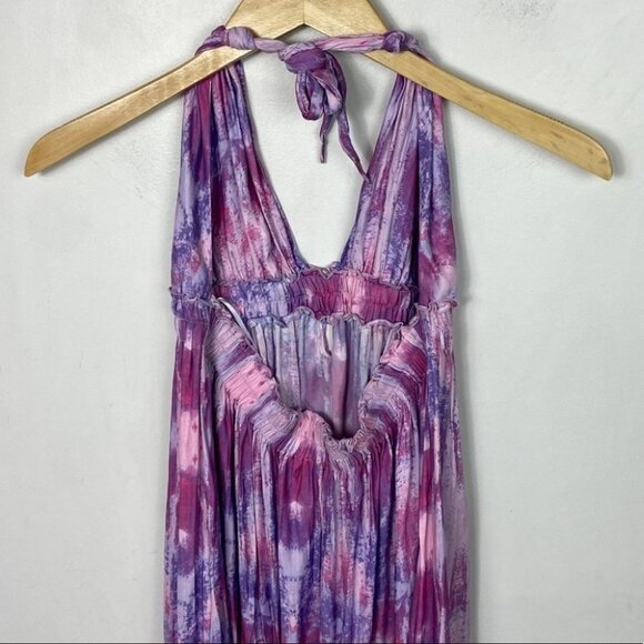 LoveShackFancy Tie Dye Maxi Dress Pink Purple Halter Size 2 Jellyfish Bohemian - Picture 8 of 12